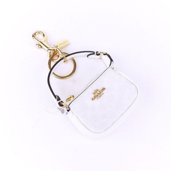 NWT COACH Signature Mini Demi Pouch Bag Charm Keychain SOLD OUT - Picture 6 of 8